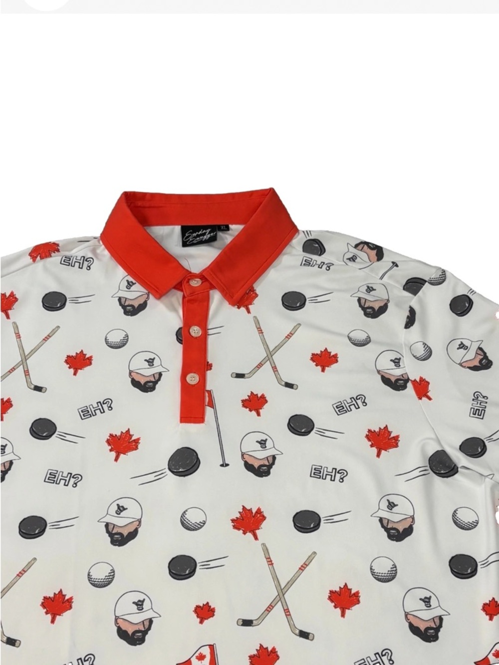 Sunday Swagger Golf Polo Shirt Canada Hockey Print Men’s Xl White Red